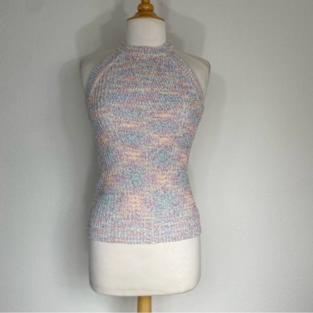 Ella Moss Women's Rainbow Halter Knit Tank Top Size Small Cottagecore Coastal